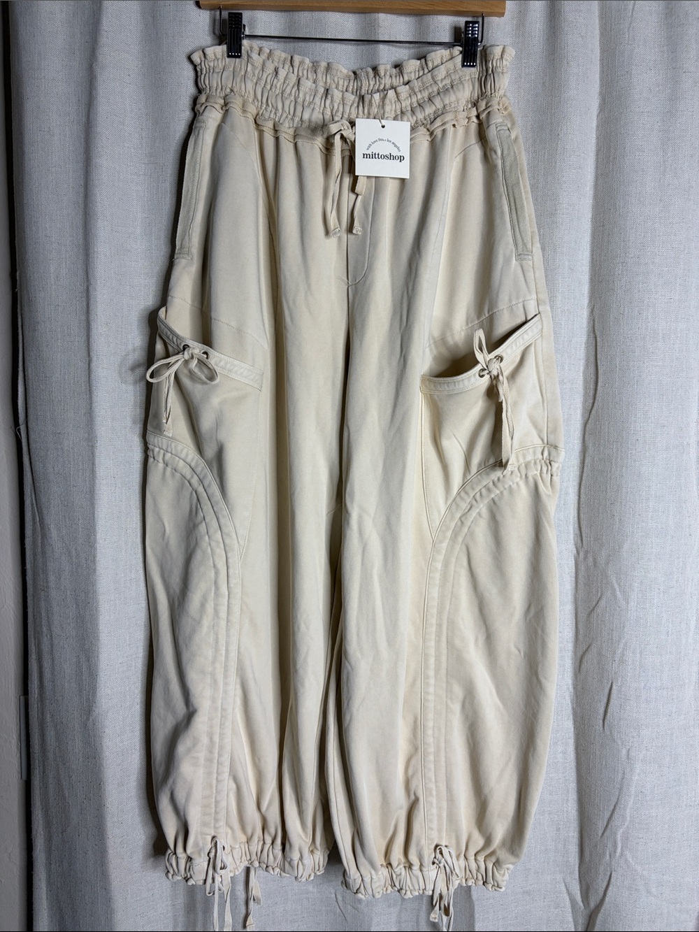 mittoshop Cream Utility Drawstring Cargo Pants